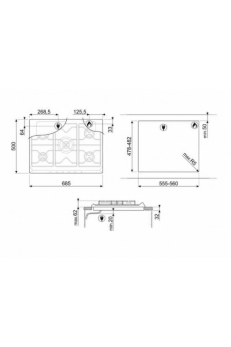 Газовая варочная панель Smeg SRV876POGH (бежевый) 1