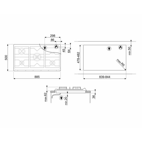 Газовая варочная панель Smeg SRV896POGH (бежевый) 2