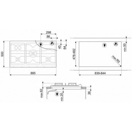 Газовая варочная панель Smeg SRV896POGH (бежевый) 7
