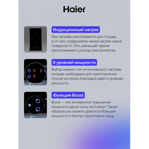 Индукционная варочная панель Haier HHY-Y32NVB (черный) 3