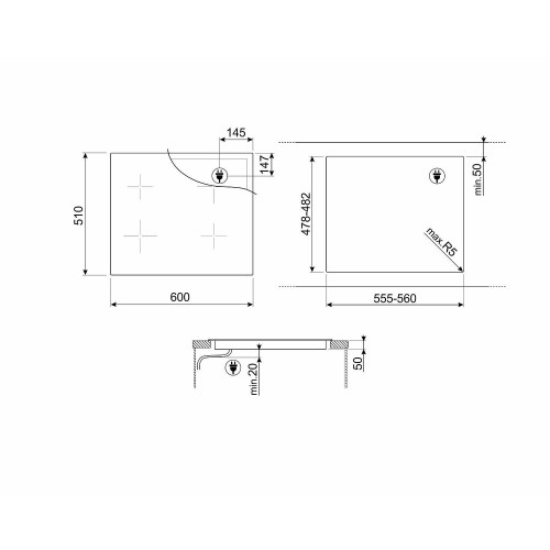 Индукционная варочная панель Smeg SI1M4634D (черный) 1