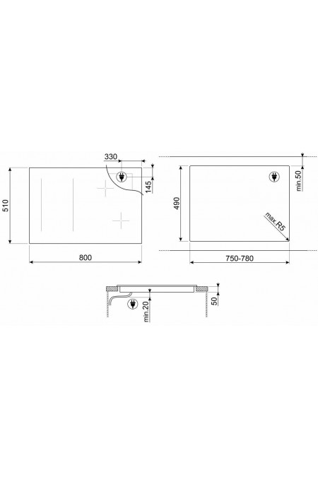 Индукционная варочная панель Smeg SI1M4854D (черный) 1