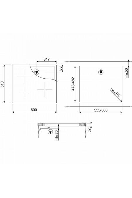 Индукционная варочная панель Smeg SI2641DP (кремовый) 1