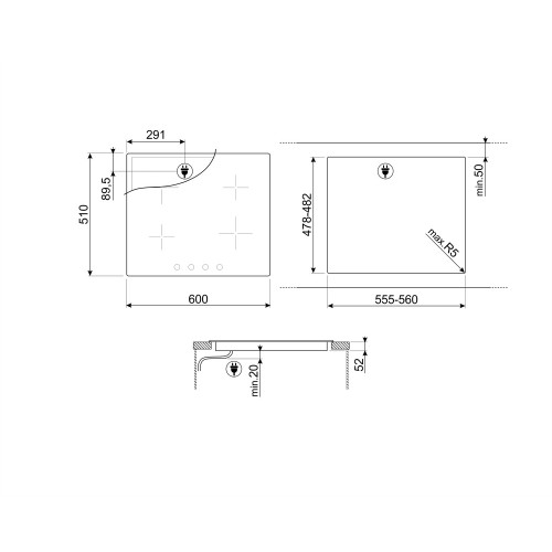 Индукционная варочная панель Smeg SI364BM (черный) 7