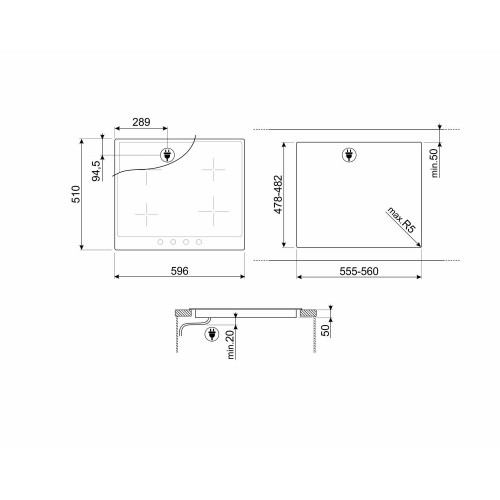 Индукционная варочная панель Smeg SI764AOM (черный) 1