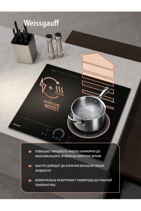Индукционная варочная панель Weissgauff HI 643 BFZC (черный) 8