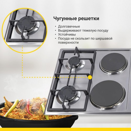 Комбинированная варочная панель Simfer H60Q22M516 (серебристый) 5