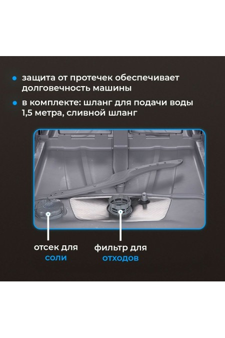 Посудомоечная машина БИРЮСА DWF-614/6 M (металлик) 5