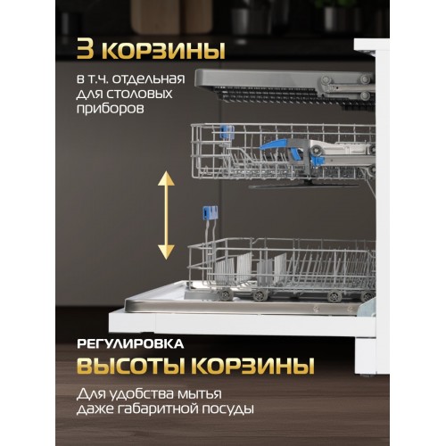 Посудомоечная машина HIBERG i-Q 6815 LW (белый) 3