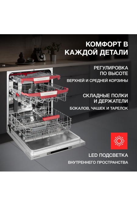 Встраиваемая посудомоечная машина Kuppersberg GLM 6080 (красный) 