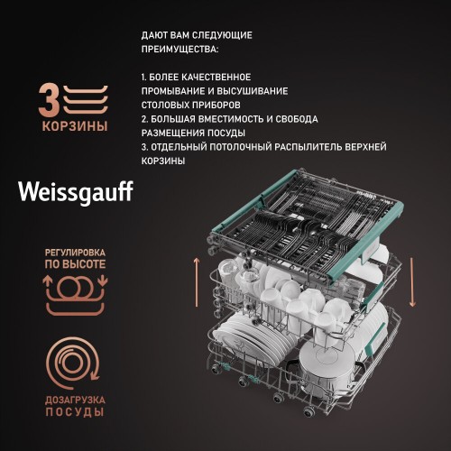 Встраиваемая посудомоечная машина Weissgauff BDW 6063 D (серебристый) 7