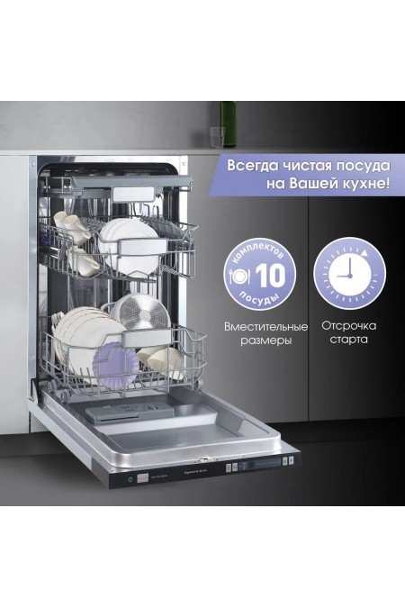 Встраиваемая посудомоечная машина Zigmund Shtain DW129.4509X (нержавеющая сталь) 1