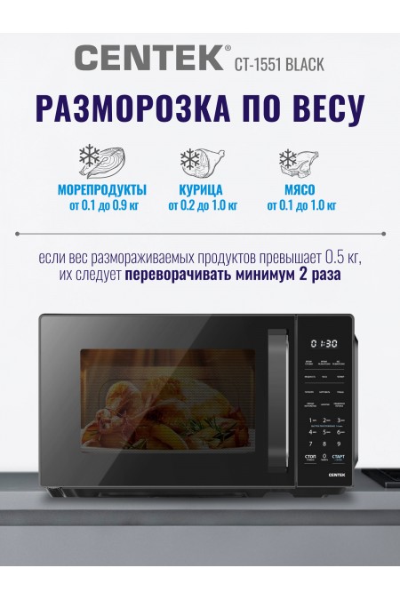 Микроволновая печь Centek CT-1551 (черный) 4