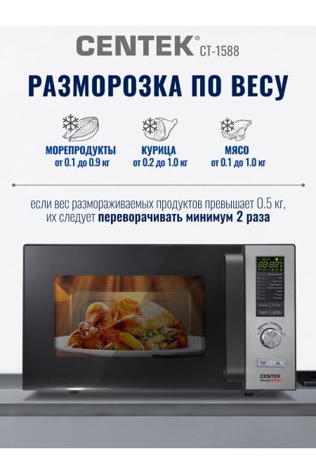 Микроволновая печь CENTEK CT-1588 (серебристый) 5