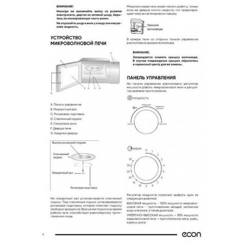 Микроволновая печь ECON ECO-2040M (черный) 2