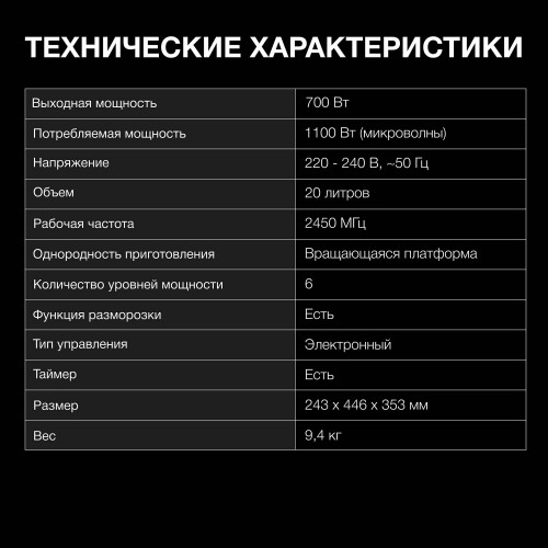 Микроволновая печь Hyundai HYM-D3030 (черный) 4