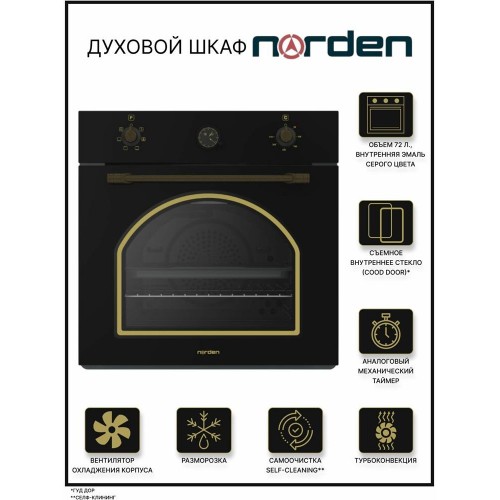 Электрический духовой шкаф NORDEN NRD 6000 BL RUSTIC (черный) 4