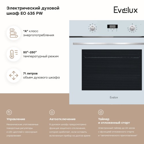 Электрический духовой шкаф Evelux EO 635 PX (черный/нержавеющая сталь) 7