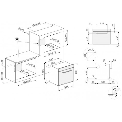 Электрический духовой шкаф Smeg SF6905N1 (черный) 1