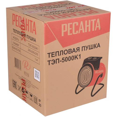 Электрическая тепловая пушка РЕСАНТА ТЭП-5000К1 (красный/черный) 