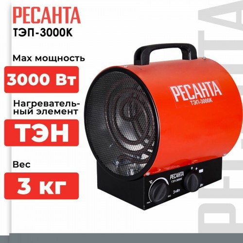 Электрическая тепловая пушка РЕСАНТА ТЭП-3000К (красный/черный) 