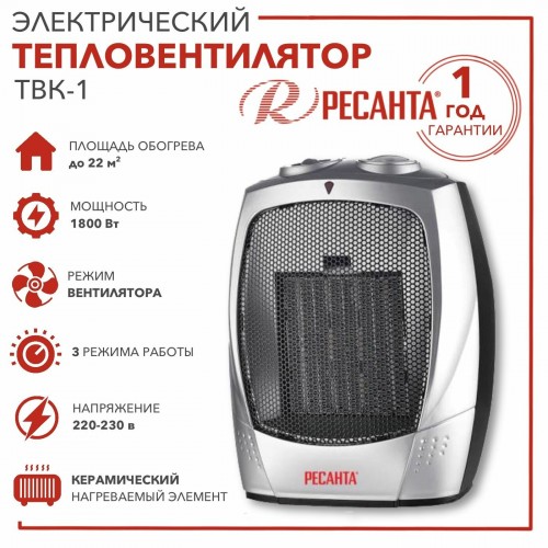 Тепловентилятор РЕСАНТА ТВК-1 (серебристый) 3