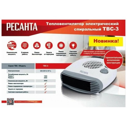 Тепловентилятор Ресанта ТВС-3 (белый) 3