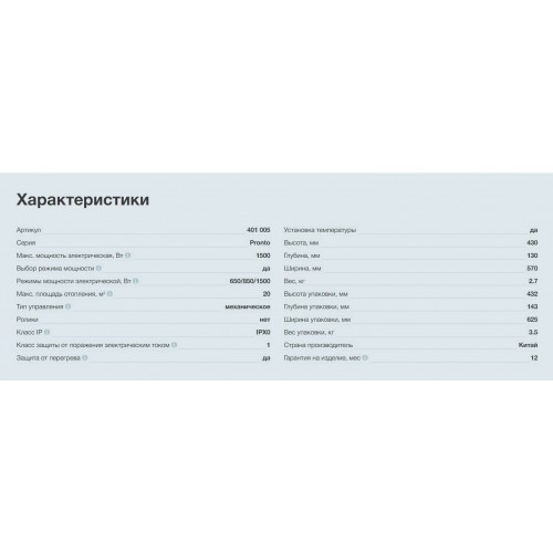 Конвектор Thermex Pronto 1500M (белый) 7