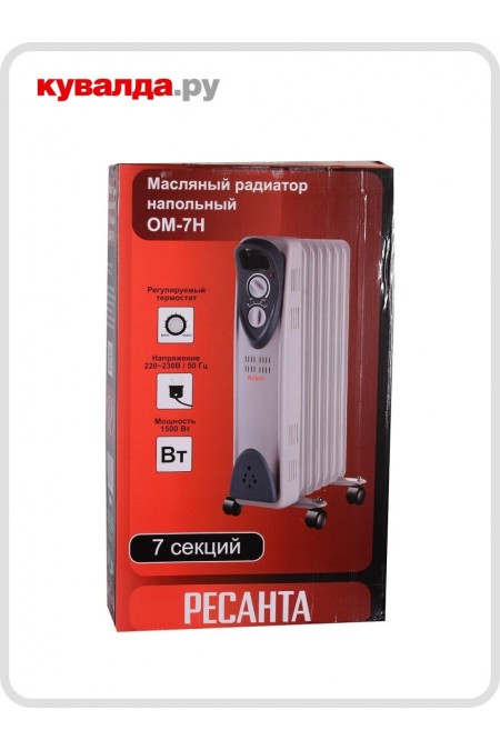Масляный радиатор РЕСАНТА ОМ-7Н (67/3/7) (белый) 7