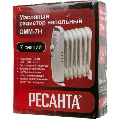 Масляный радиатор РЕСАНТА ОММ-7Н (67/3/1) (белый) 2