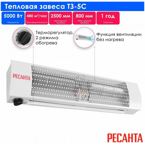 Тепловая завеса РЕСАНТА ТЗ-5С 67/6/2 (белый) 7