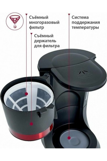 Кофеварка Delta LUX DL-8152 (черный/красный) 4