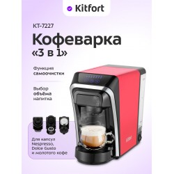 Кофеварка Kitfort КТ-7227 (черный/розовый)