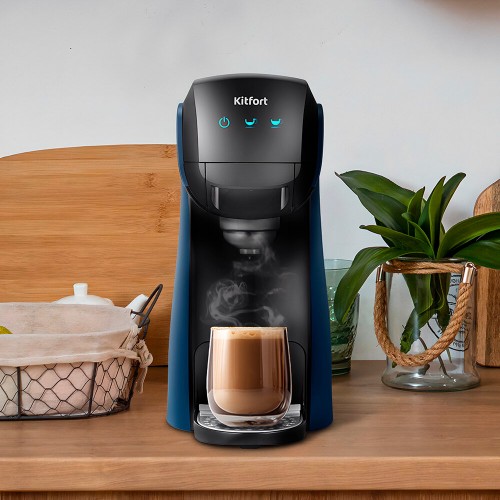 Кофеварка Kitfort КТ-7462 (синий/черный) 1