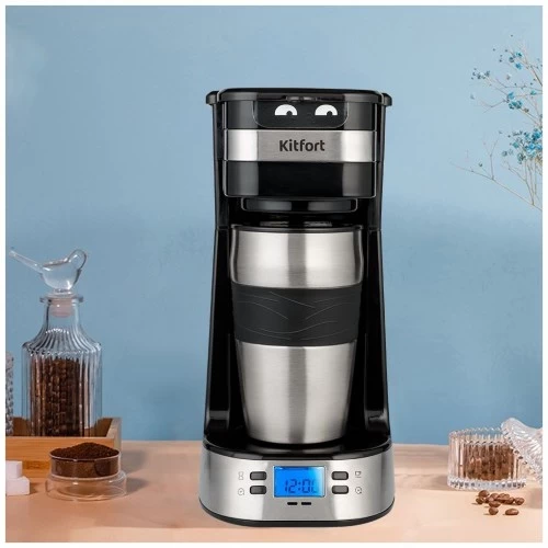 Кофеварка Kitfort КТ-795 (черный/серебристый) 4