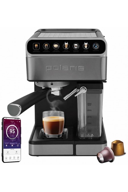 Кофеварка Polaris PCM 1540 (серебристый/черный) 