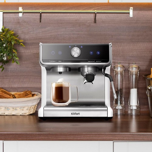 Кофеварка рожковая Kitfort КТ-7170 (серебристый) 1