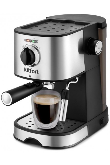 Кофеварка рожковая Kitfort КТ-753 (черный/серебристый) 6