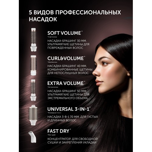 Фен-щетка Polaris PHSB 1214Mi Quattro Ionic (белый/розовое золото) 2