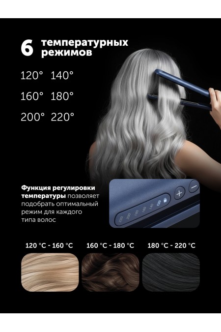 Щипцы утюжок Polaris PHS 2516Mi (синий) 5