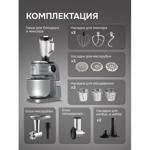 Кухонный комбайн Zigmund Shtain ZKM-1100 (серебристый) 3