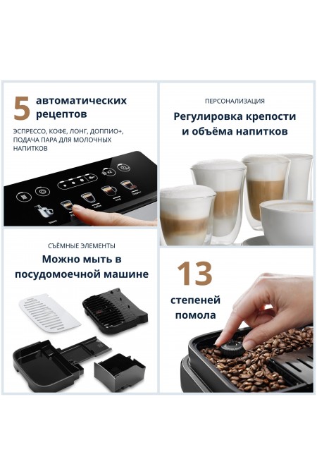 Кофемашина DeLonghi Magnifica Evo ECAM290.31 (серебристый/черный) 6