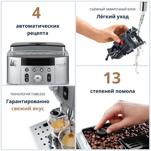Кофемашина DeLonghi Magnifica Smart ECAM 250.31 SB (серебристый) 4