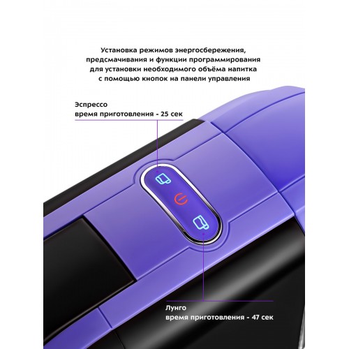 Кофемашина Kitfort КТ-7105-1 (черный/фиолетовый) 6