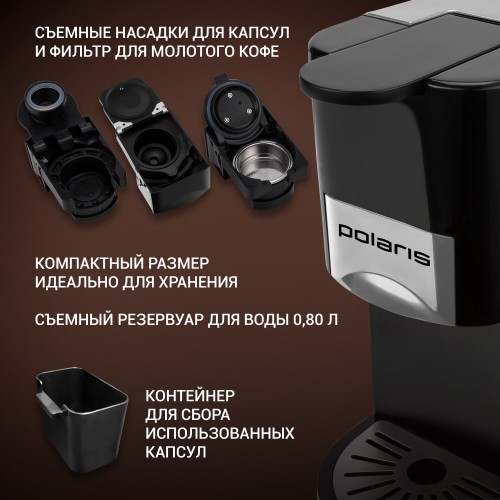 Кофемашина Polaris PCM 2020 (черный/серебристый) 