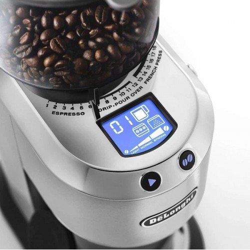 Кофемолка DeLonghi KG521.M (серебристый/черный) 6