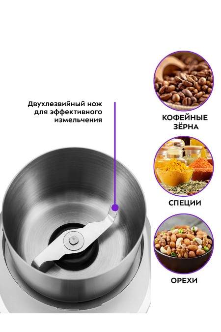 Кофемолка Kitfort KT-748 (серебристый) 3