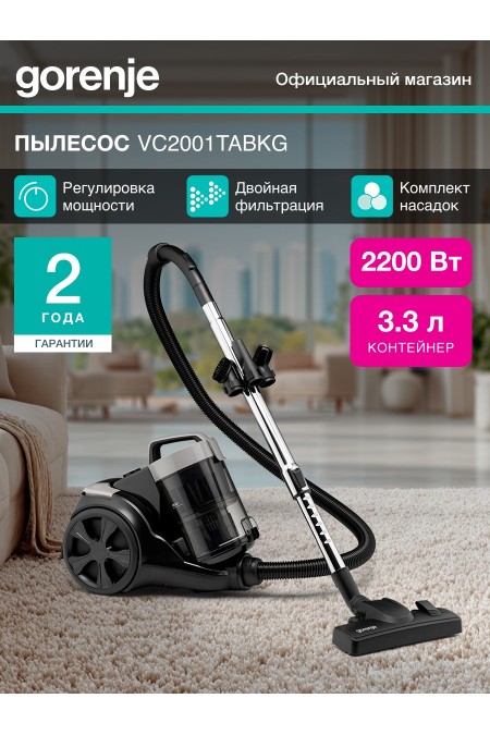 Пылесос Gorenje VC2001TABKG (черный/серый) 