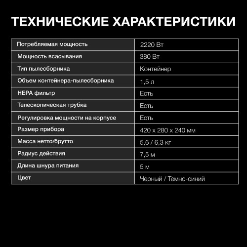 Пылесос Hyundai HYV-C3955 (фиолетовый/черный) 6