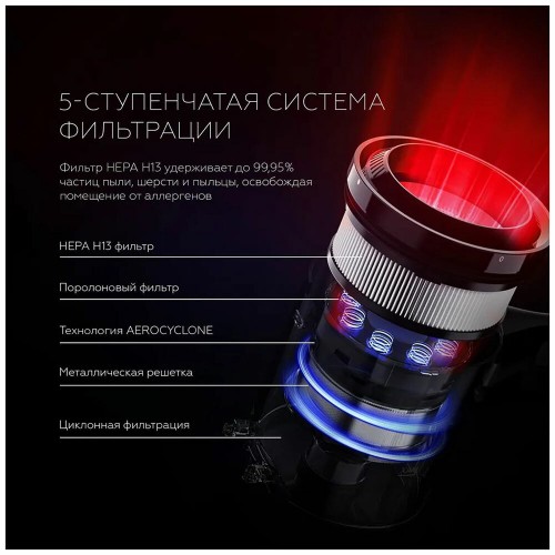 Вертикальный пылесос BQ VCA1000W (красный/серый) 7